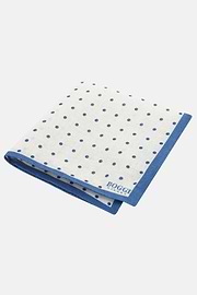 Polka Dot Linen Pocket Square, Blue, thumb, 1