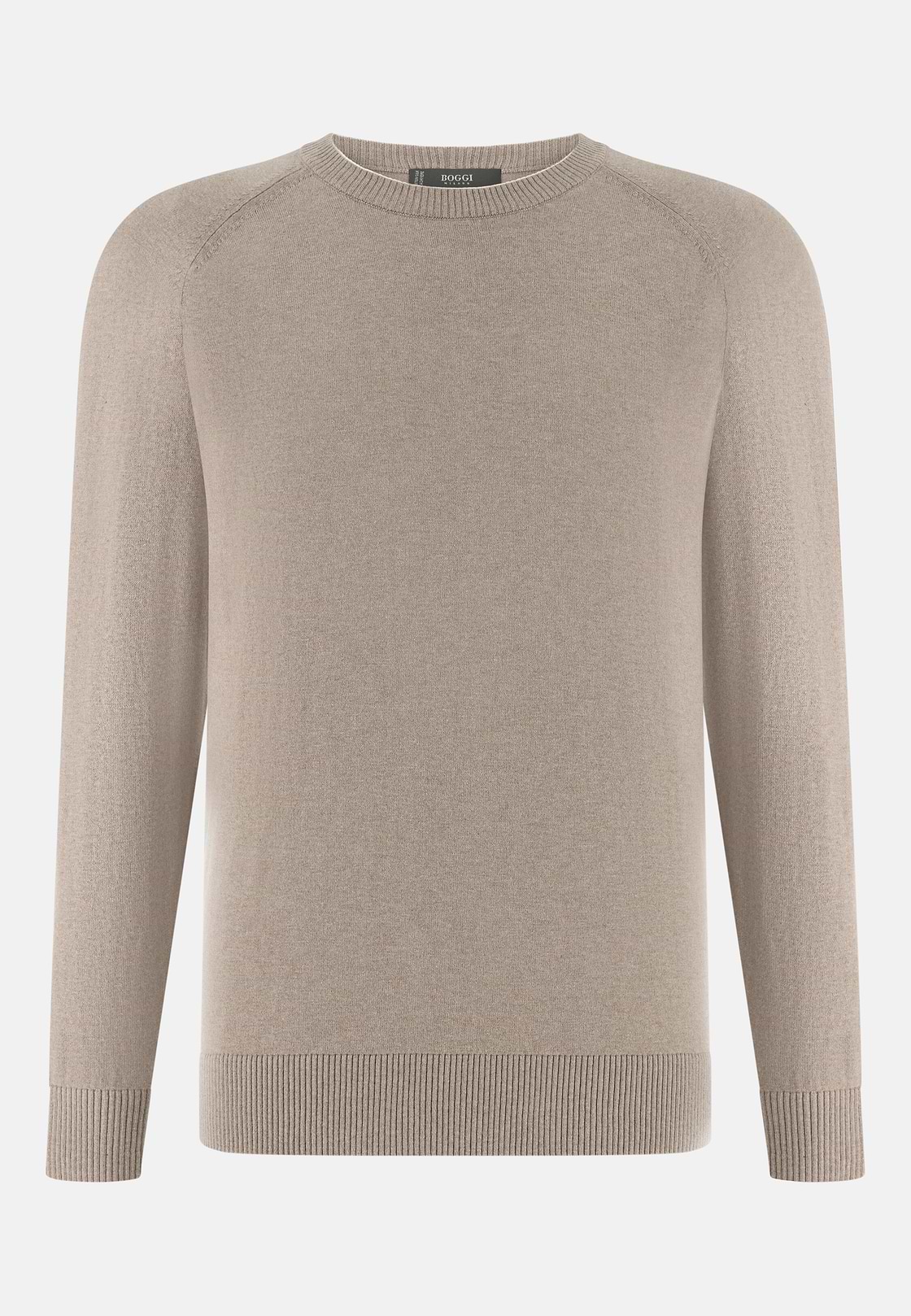 Pull Col Rond En Coton Soie Cachemire, Taupe, hi-res, 5