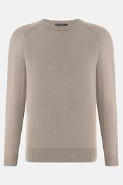 Pull Col Rond En Coton Soie Cachemire, Taupe, thumb, 5