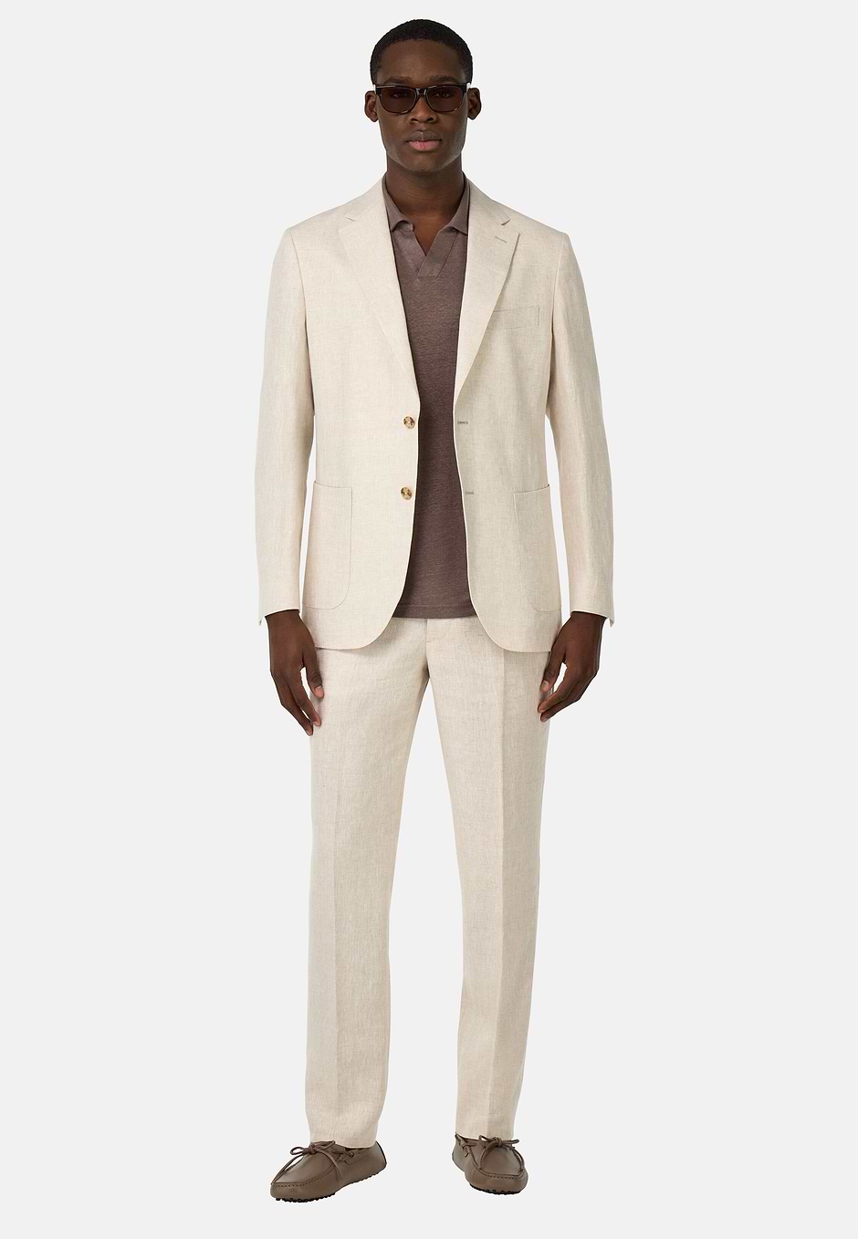 Costume En Pur Lin, Beige, hi-res