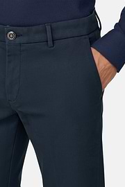 Trousers in Stretch Cotton, Navy blue, thumb, 3
