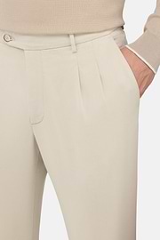 Stretch Cotton/Tencel Trousers, Sand, hi-res