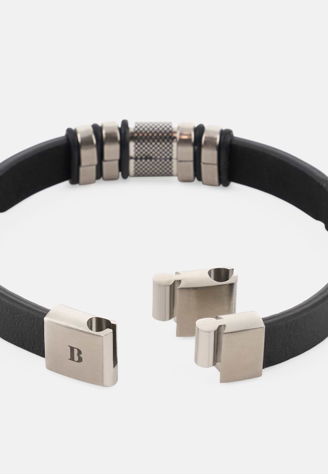 Leather Bracelet, Black, hi-res, 3