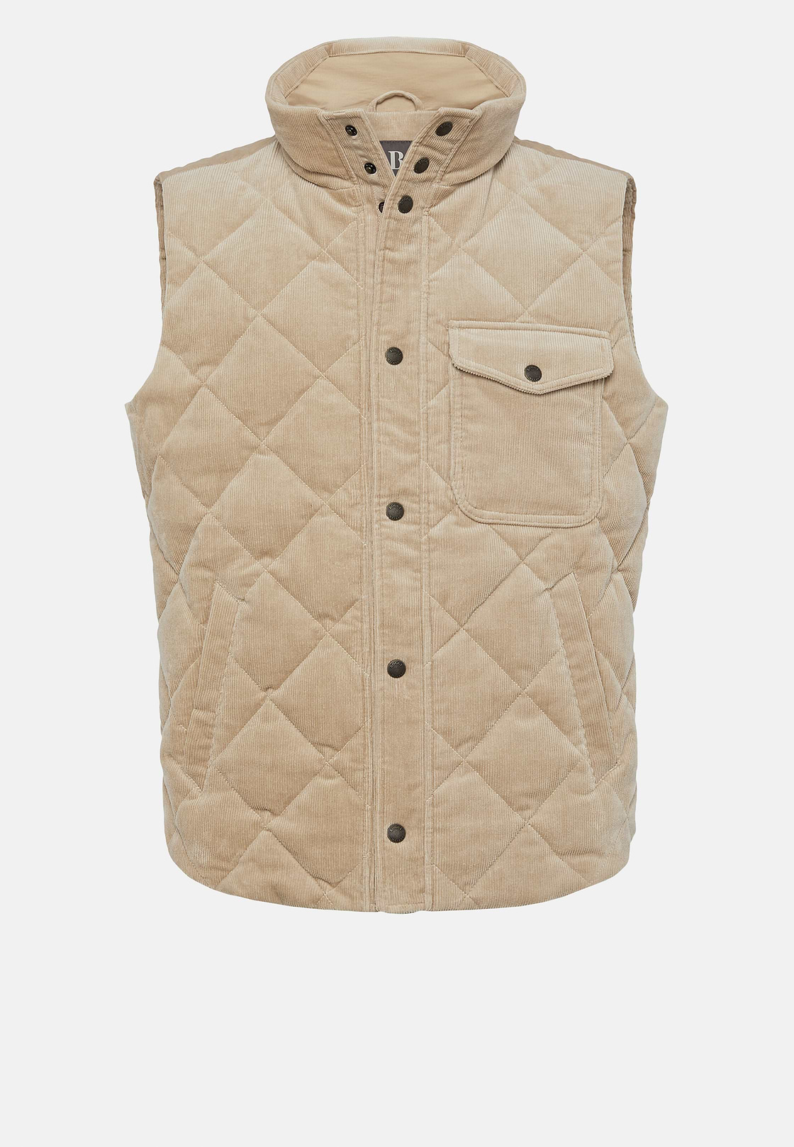 Gilet In Velluto Di Cotone Imbottito, Beige, hi-res