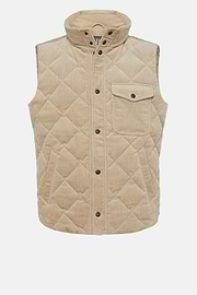 Padded Cotton Velvet Gilet, Beige, hi-res