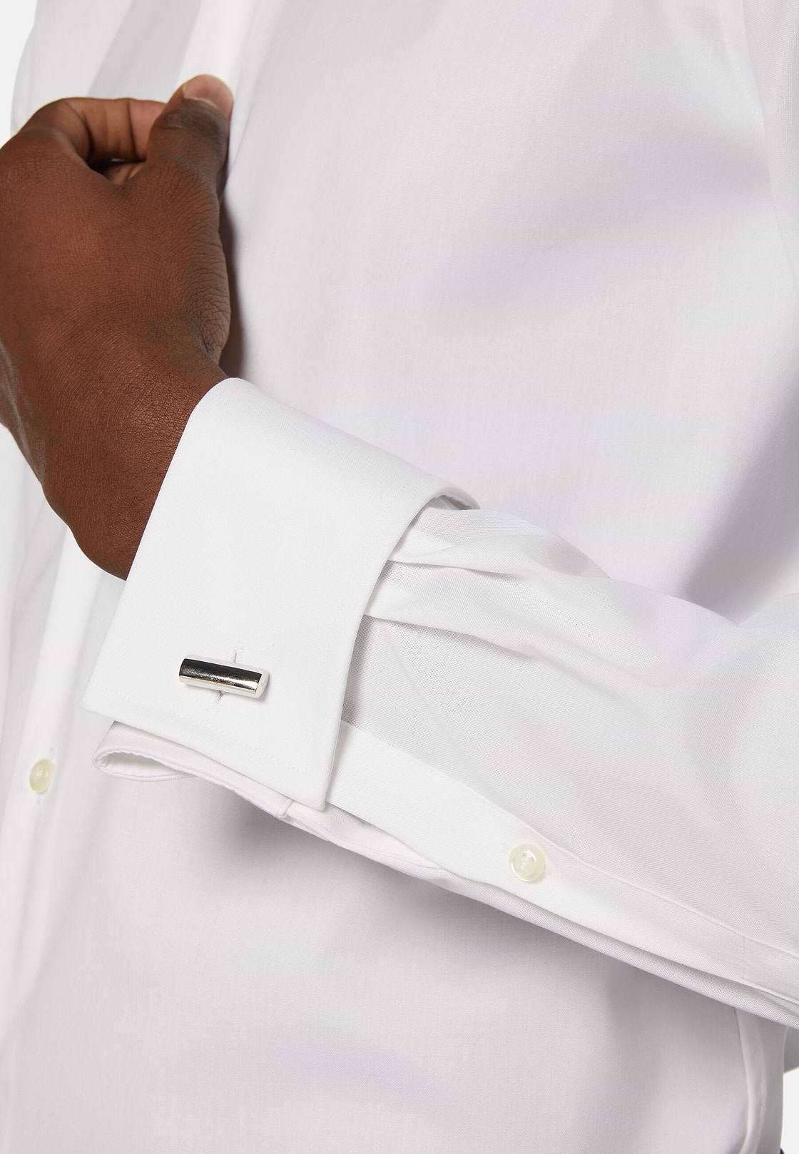 Stretch P.Point D.Cuff Windsor Collar Shirt Slim F, White, hi-res