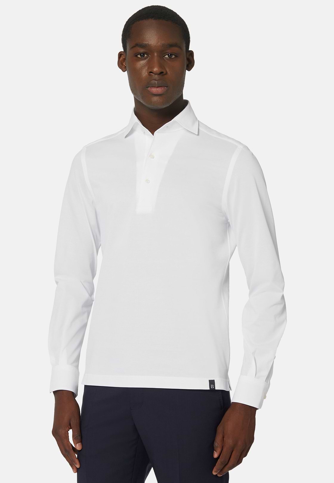 Polo Aus Japanischem Jersey, Weiß, hi-res