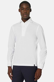 Polo Aus Japanischem Jersey, Weiß, hi-res