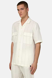 Regular fit linnen overhemd met krijtstreep, White, thumb, 2