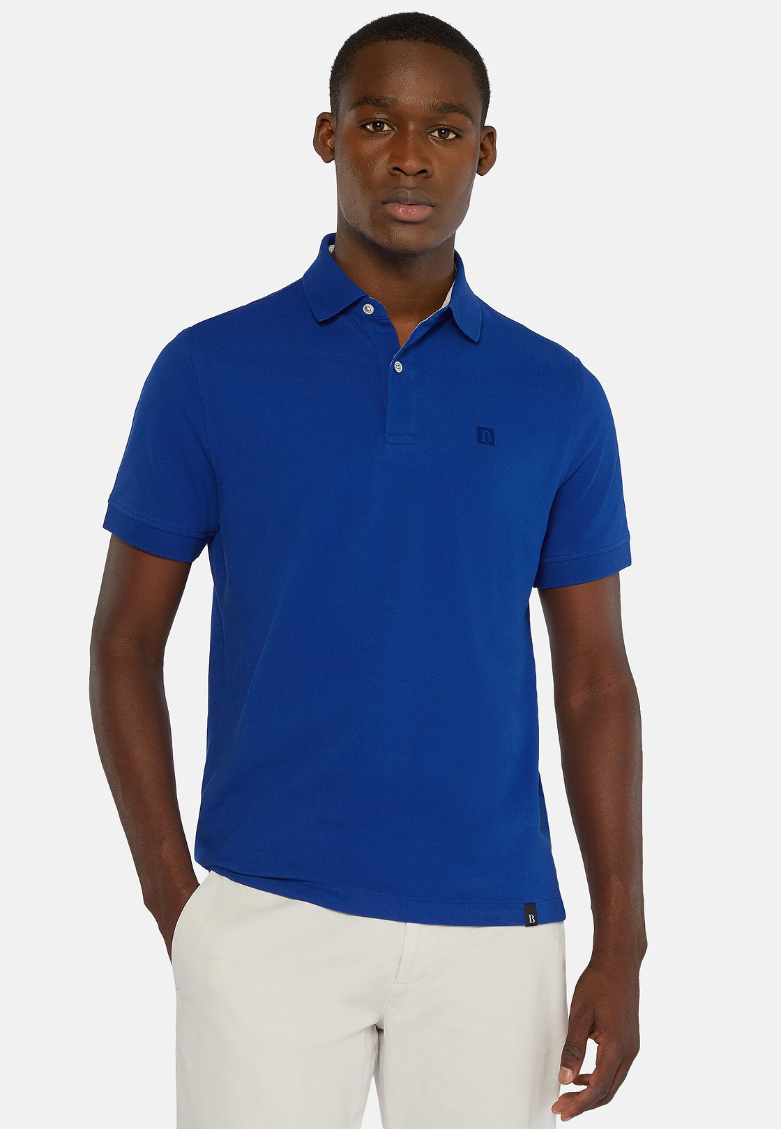 Cotton Piqué Polo Shirt, Blue, hi-res