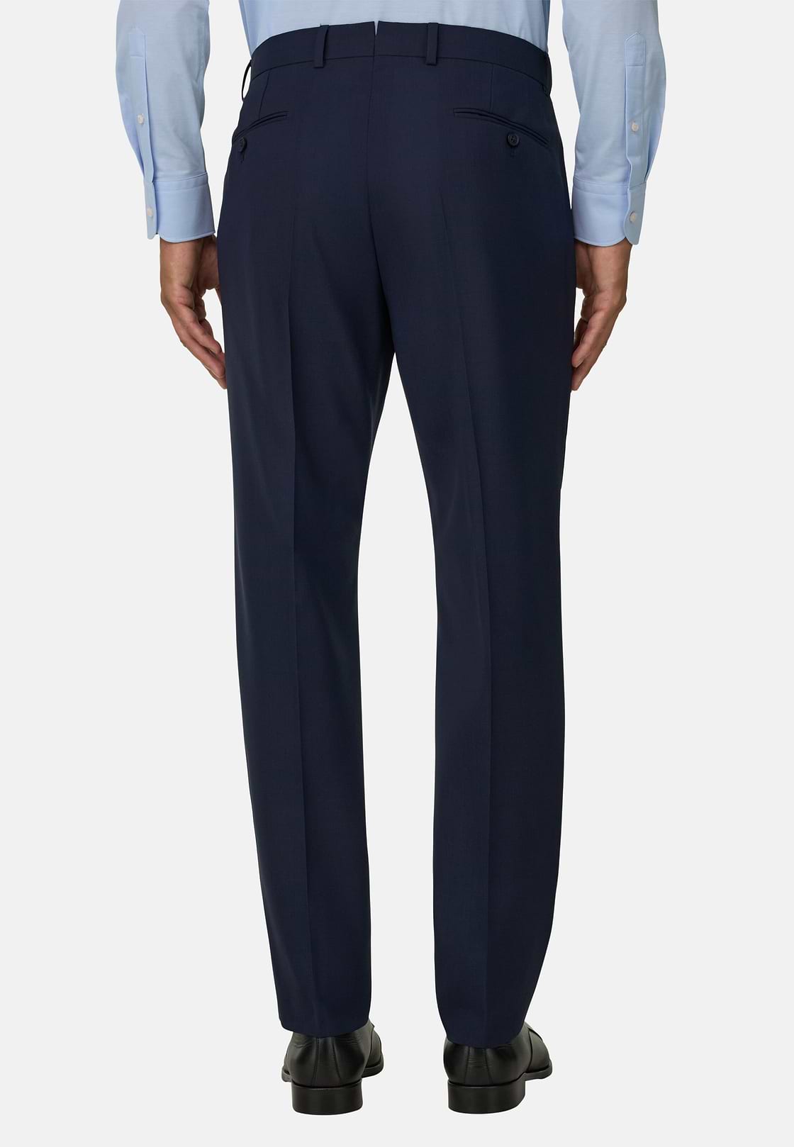 Trousers in Pure Wool Travel, Blue, hi-res, 5