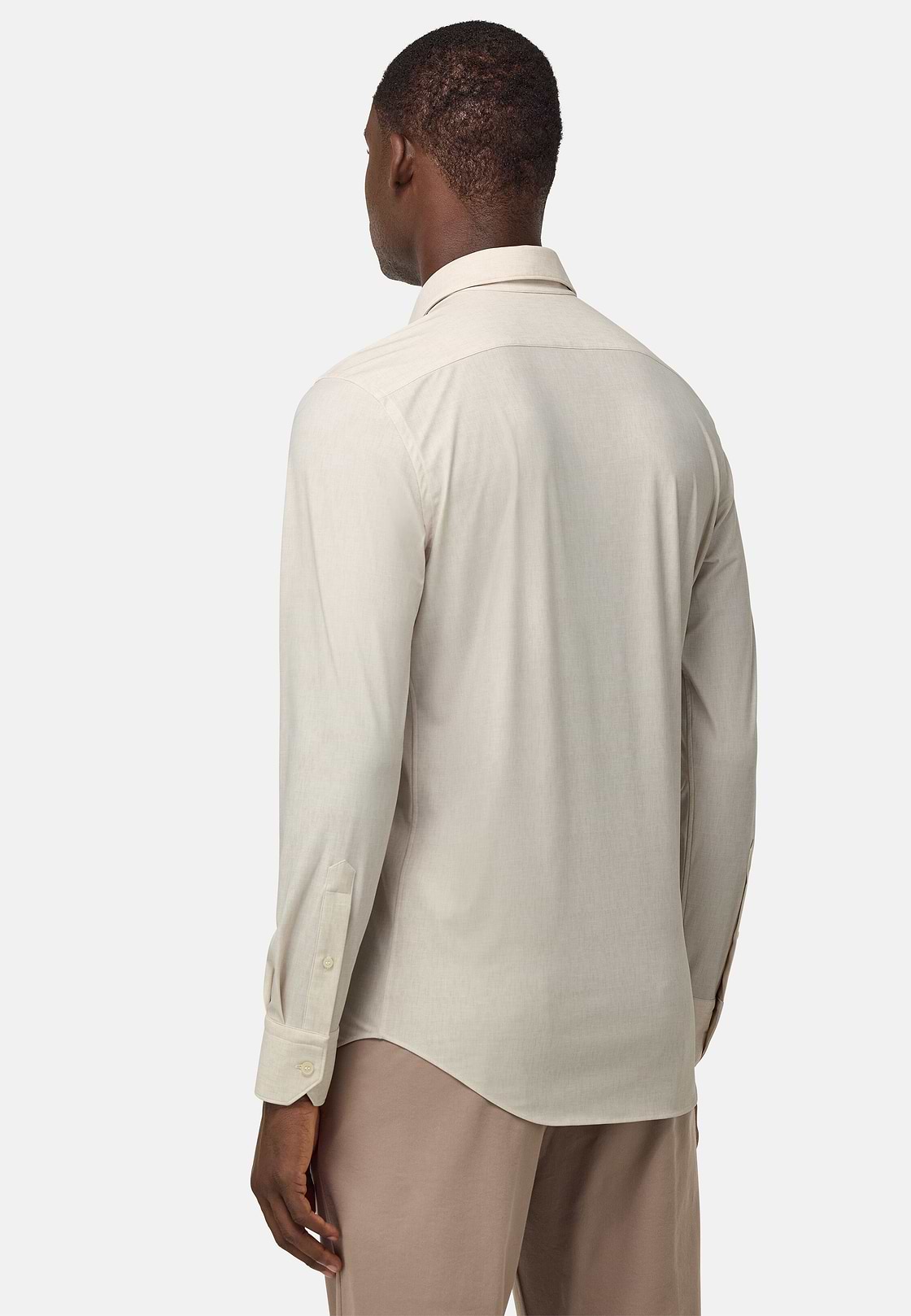 Slim Fit Stretch Nylon Shirt, Beige, hi-res
