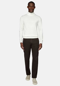 White Polo Neck Jumper in Merino Wool