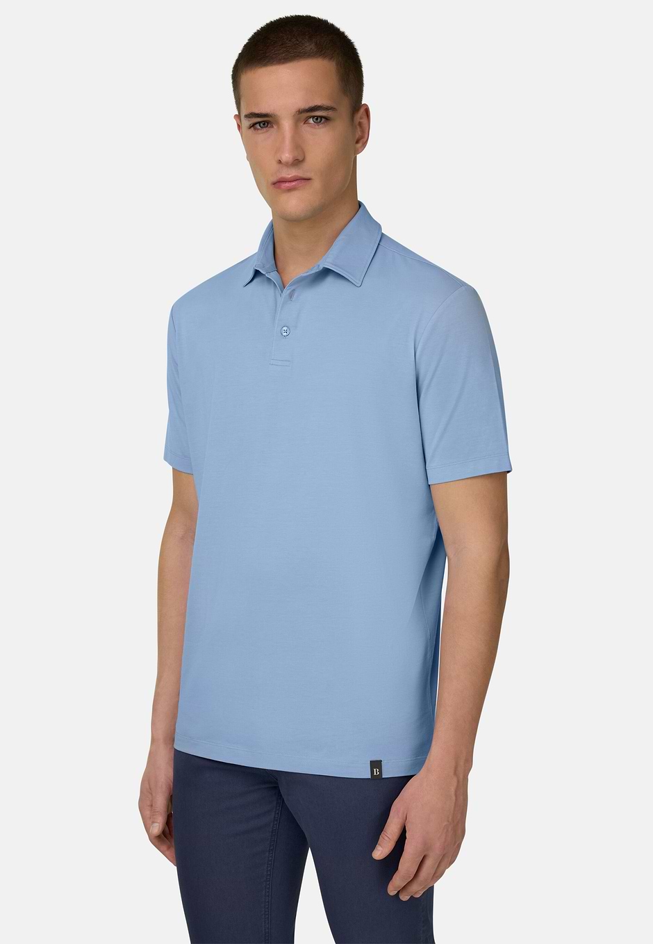 Polo Shirt In Stretch Supima Cotton, Light Blue, hi-res