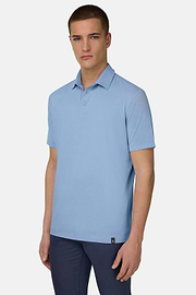 Polo In Cotone Supima Elasticizzato, Azzurro Chiaro, thumb, 1