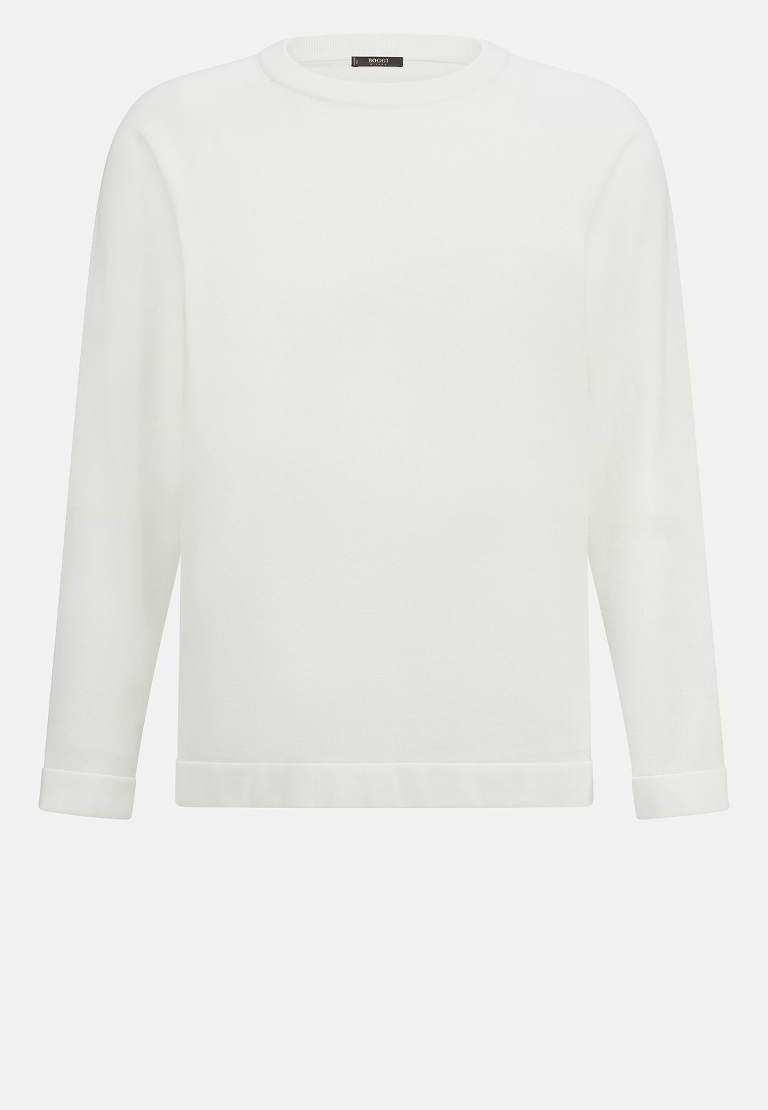 Cotton and Silk Crew Neck Jumper, White, hi-res