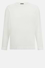 Cotton and Silk Crew Neck Jumper, White, hi-res