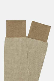 Calze Motivo Oxford In Cotone Organico, Beige, hi-res