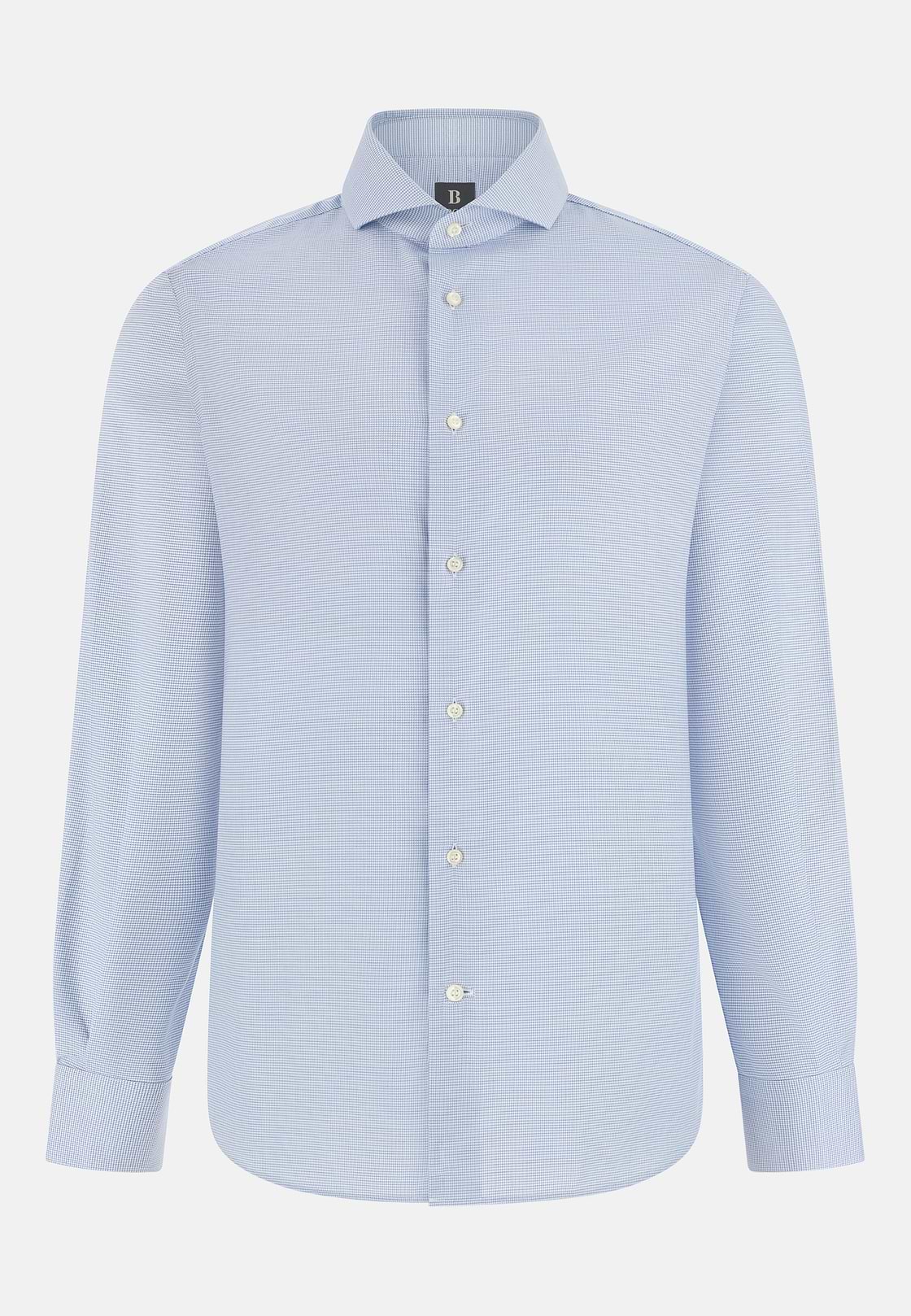 Camicia In Cotone Slim Fit, Blu, hi-res, 6
