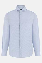 Camicia In Cotone Slim Fit, Blu, thumb, 6