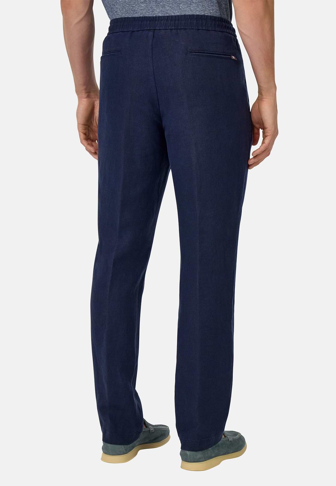 City Linen Trousers, Navy blue, hi-res