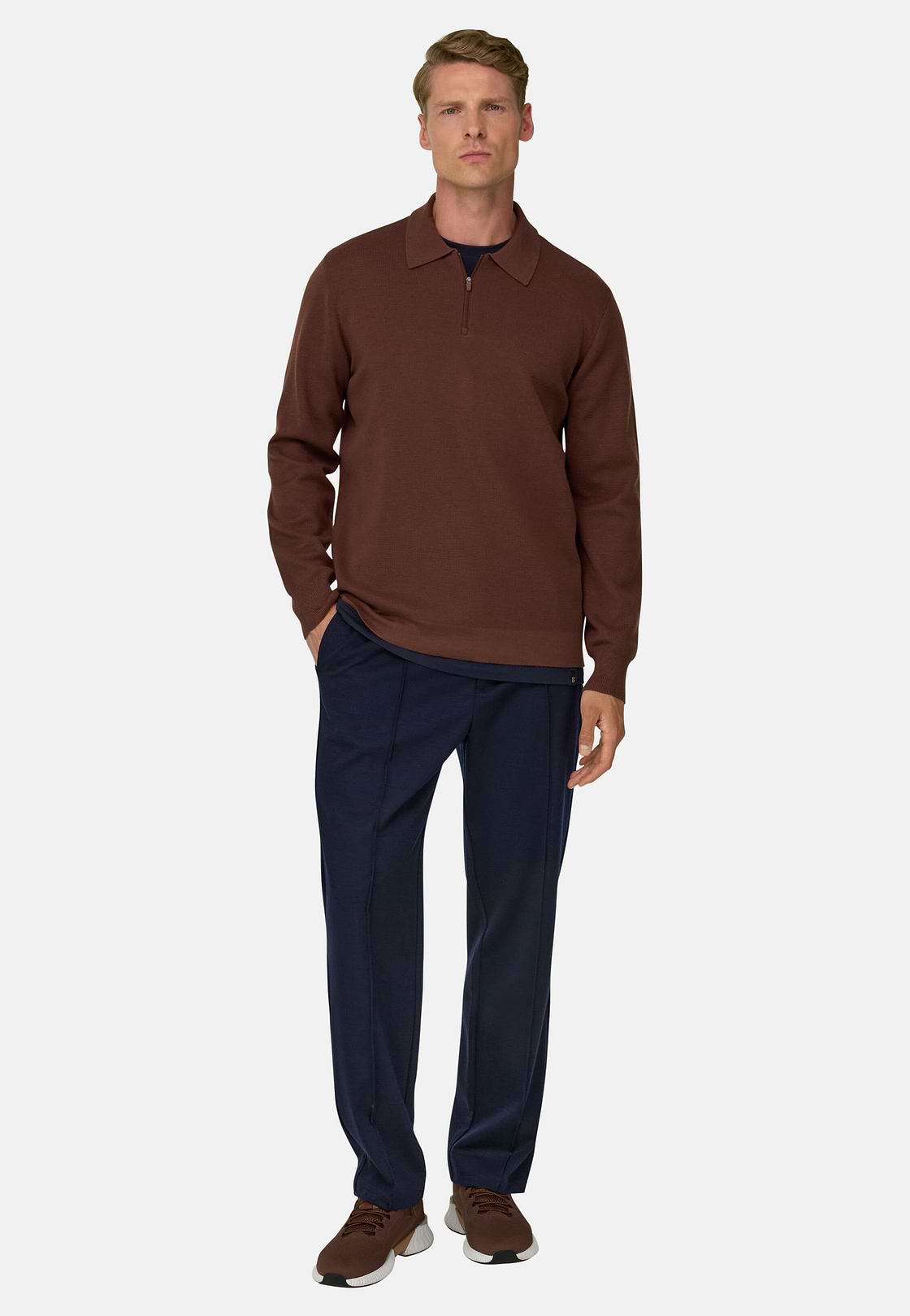 Joggers in Wool Blend WOOLTECH, Navy blue, hi-res, 2
