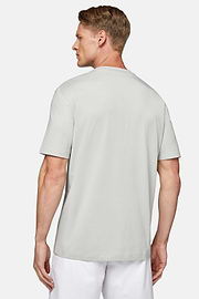 T-Shirt In Cotone Supima Elasticizzato, Light grey, hi-res