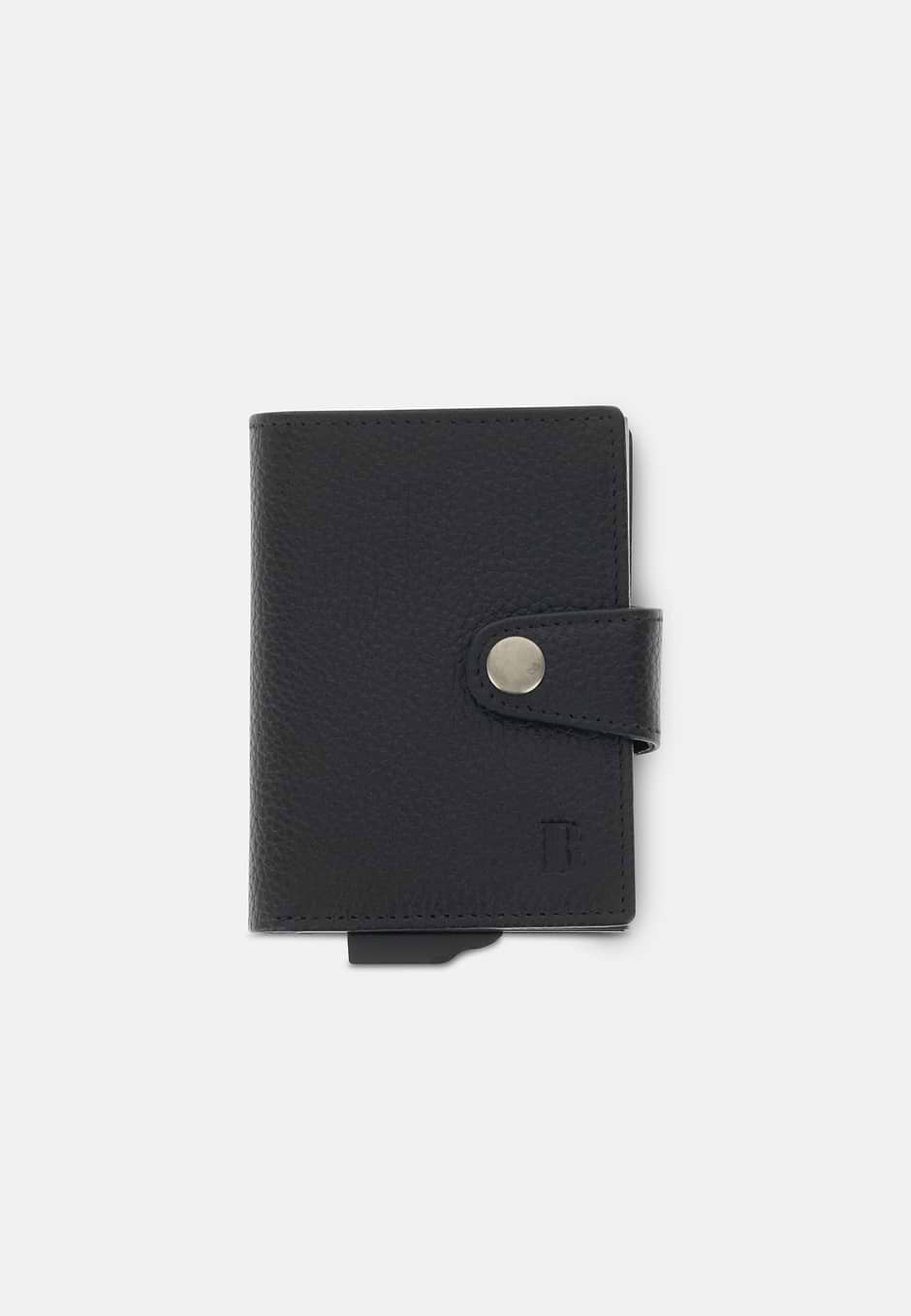 Credit Card Holder in Grained Leather, Black, hi-res