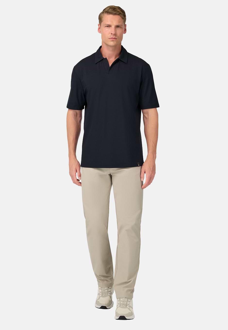 Cool Jade Open Neck Polo Shirt, Navy blue, hi-res