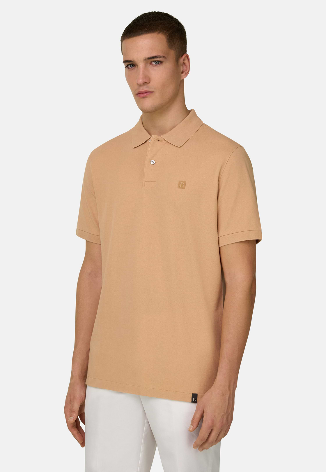 Polo In Pique Di Cotone Regular Fit, Arancione, hi-res, 1