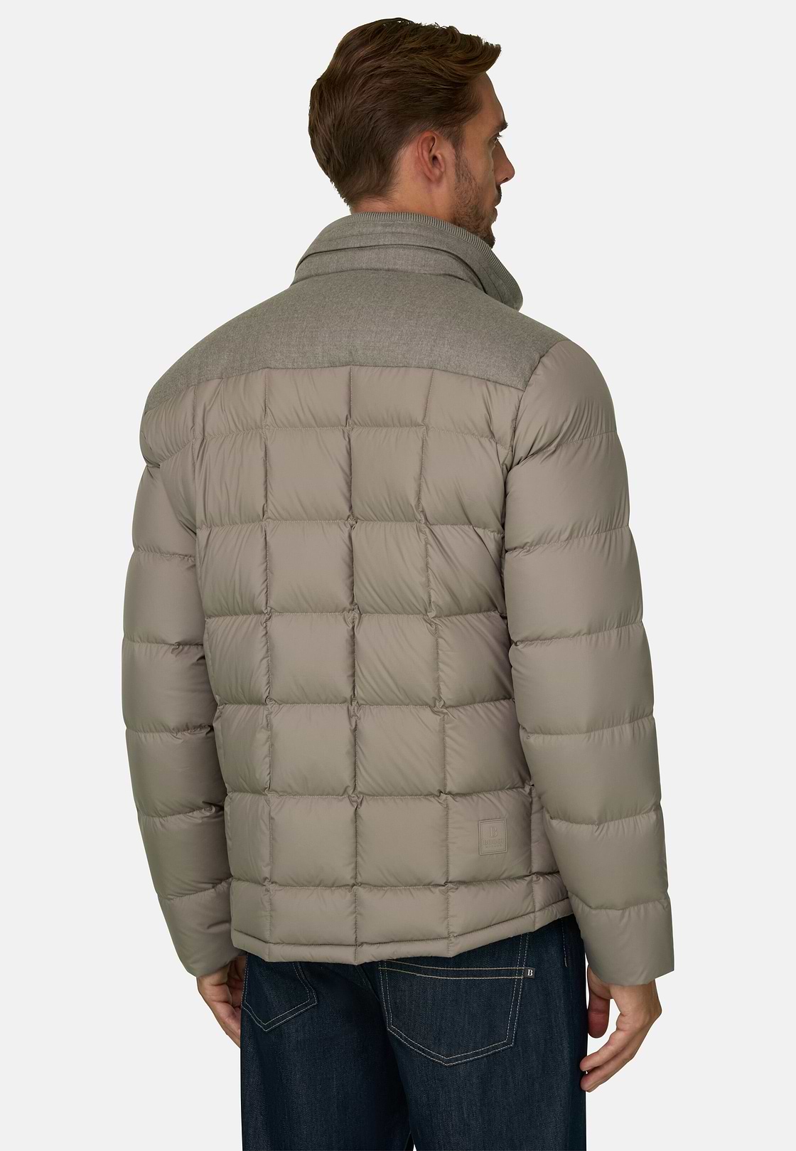 Bomber Flyn in Flannel and Technical Fabric Down, Sand, hi-res, 4