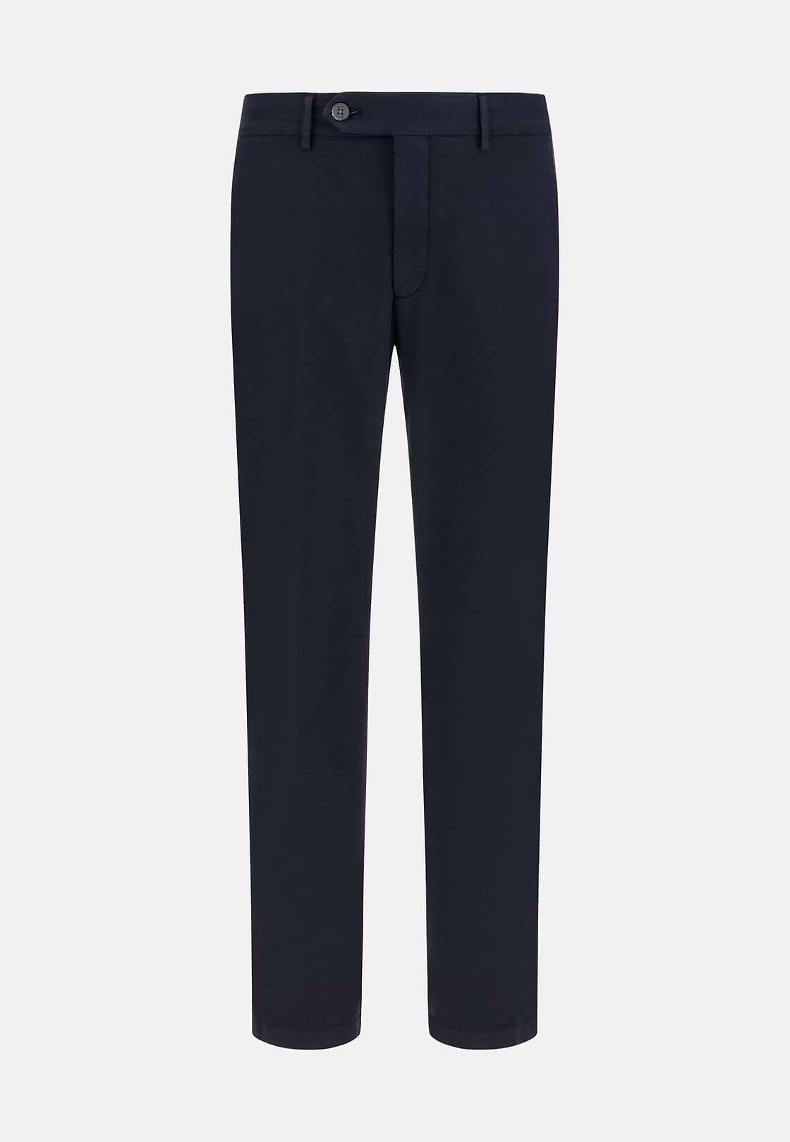 Stretch Cotton/Tencel Trousers, Navy blue, hi-res