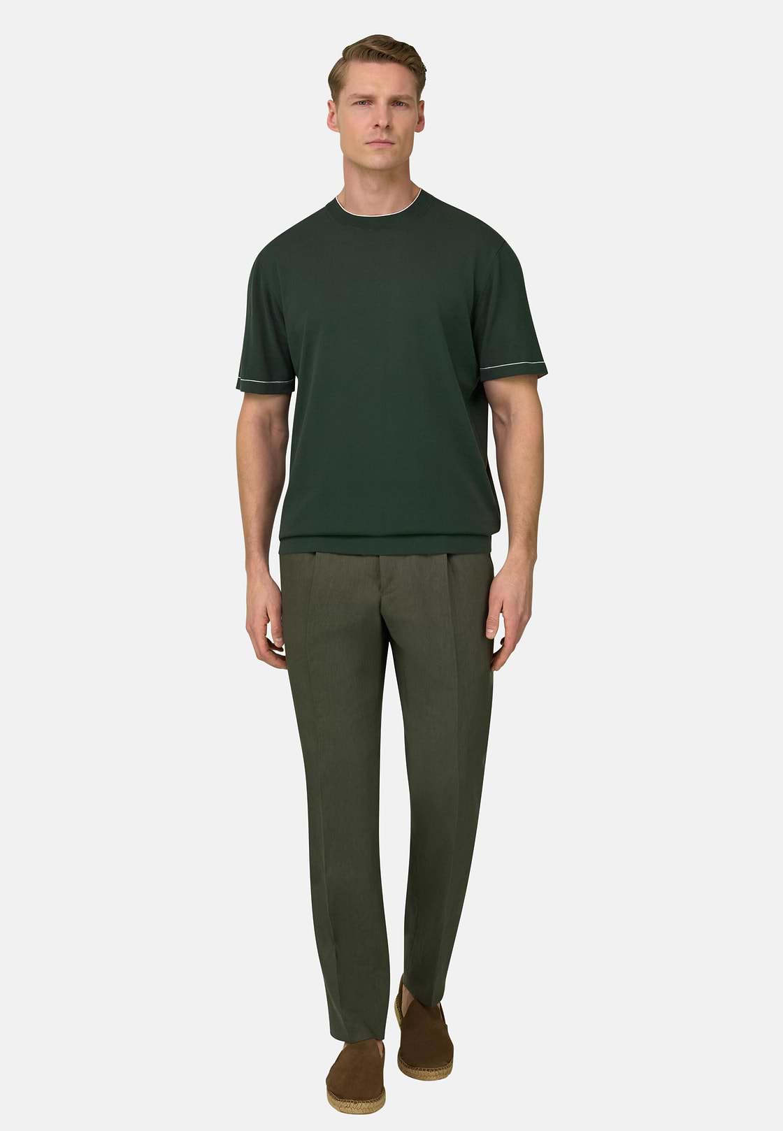 Strick-T-Shirt Aus Baumwollkrepp, Grün, hi-res, 2
