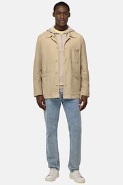 Veste Chemise En Daim Véritable, Beige, hi-res