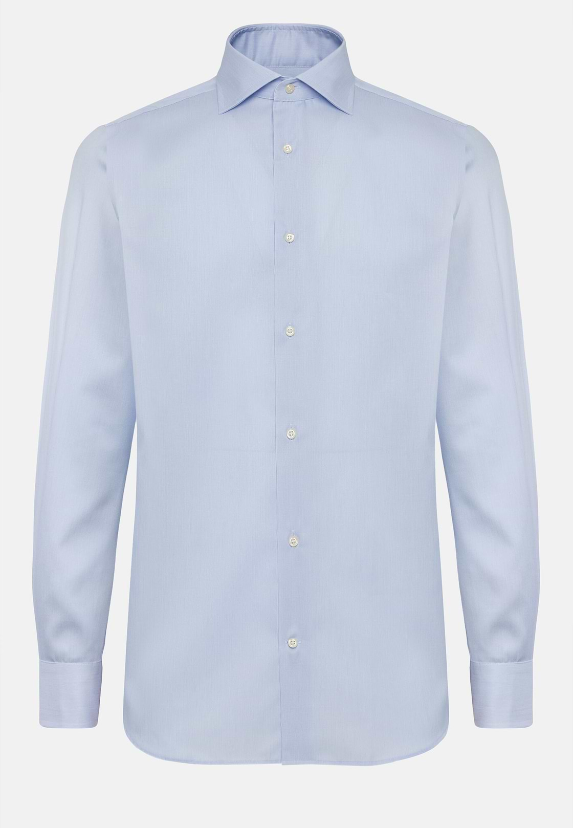 Regular Fit Sky Blue Striped Cotton Twill Shirt, Light Blue, hi-res