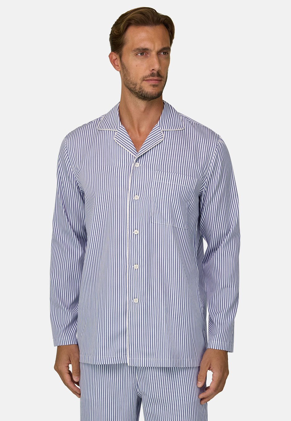 Pijama Raya diplomática en Popelina de Algodón, Azul  Marino, hi-res
