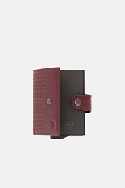Tarjetero de Piel Estampada, Burgundy, thumb, 4