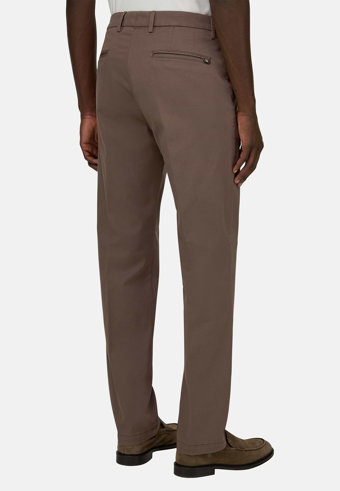 Pantalon En Coton Tencel Extensible, Marron, hi-res, 3