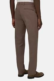 Pantalon En Coton Tencel Extensible, Marron, thumb, 3