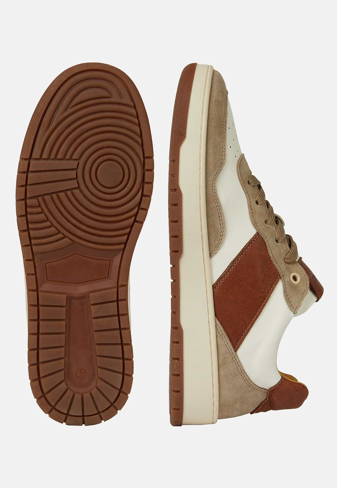 Sneaker Aus Leder In Braun Und Beige, Braun-Beige, hi-res