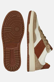 Beige and Brown Leather Trainers, Brown-Beige, hi-res