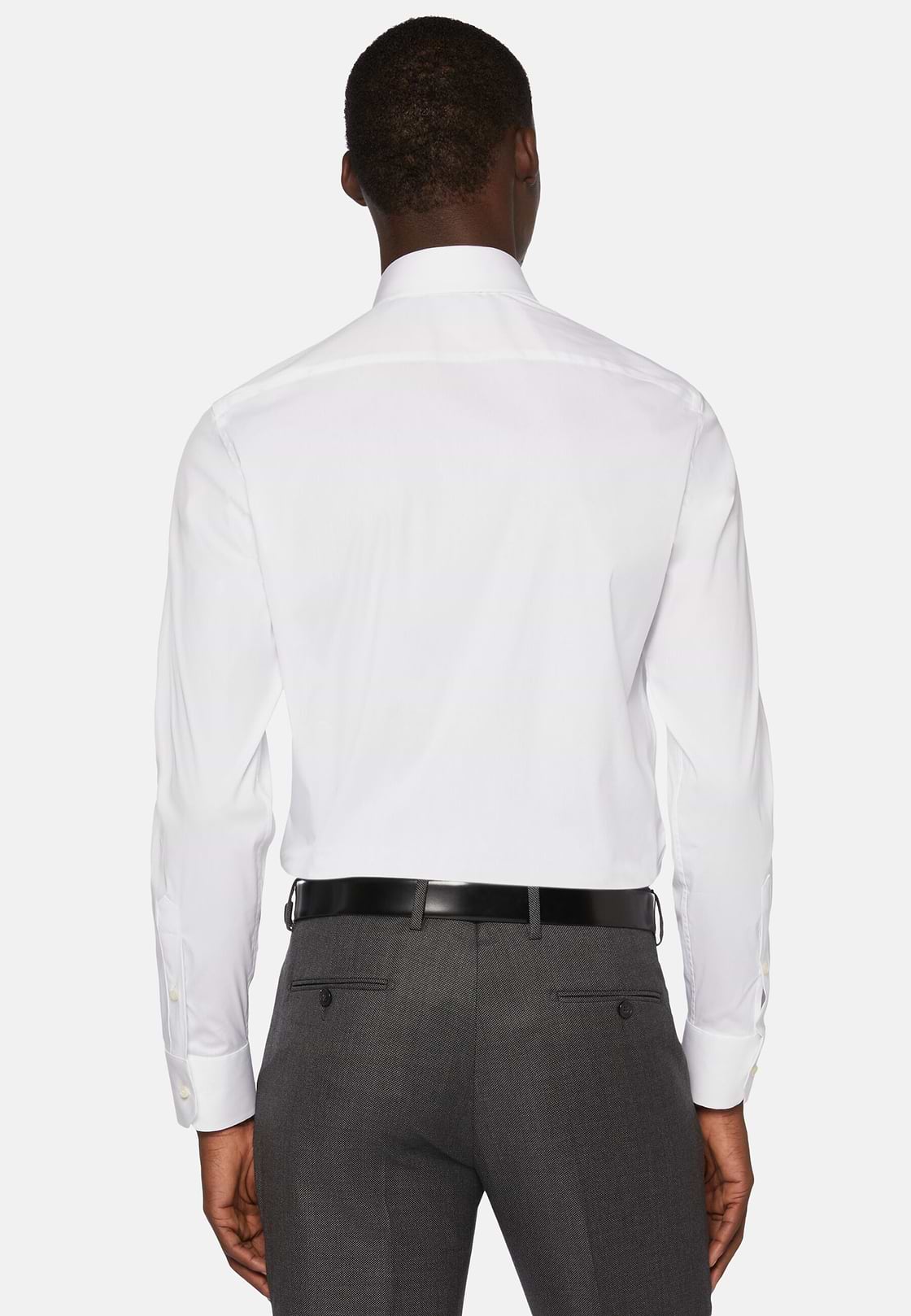 Camicia Bianca In Cotone Elasticizzato Slim Fit, , hi-res, 3