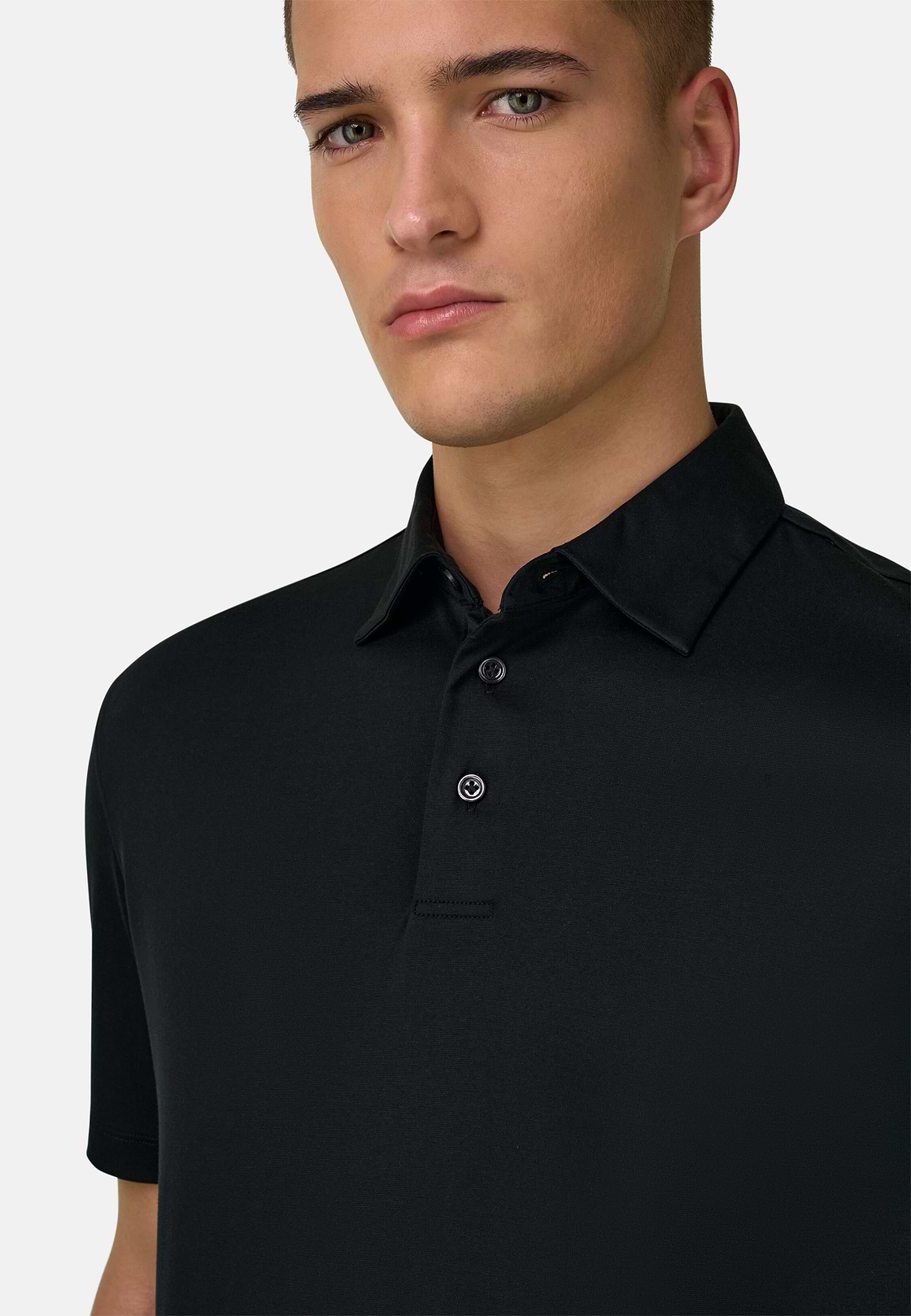 Polo In Misto Seta, Nero, hi-res, 4