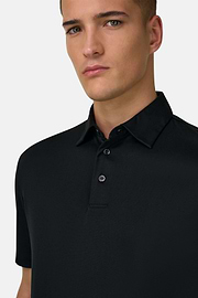 Polo In Misto Seta, Nero, thumb, 4