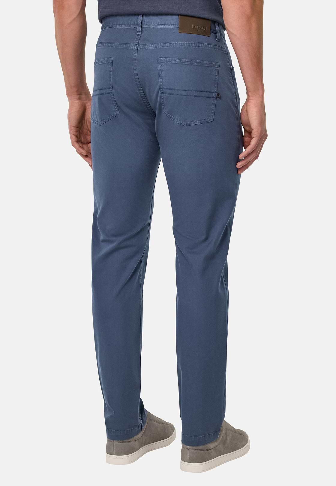 Stretch Cotton 5-Pocket Trousers, Air-blue, hi-res