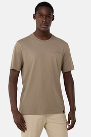 T-Shirts aus Baumwoll-Jersey mit kleiner Tasche, Taupe, hi-res