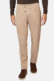 City Trousers in Stretch Cotton Tencel, Taupe, hi-res