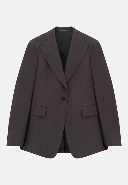 Linen Blend Jacket, Brown, hi-res