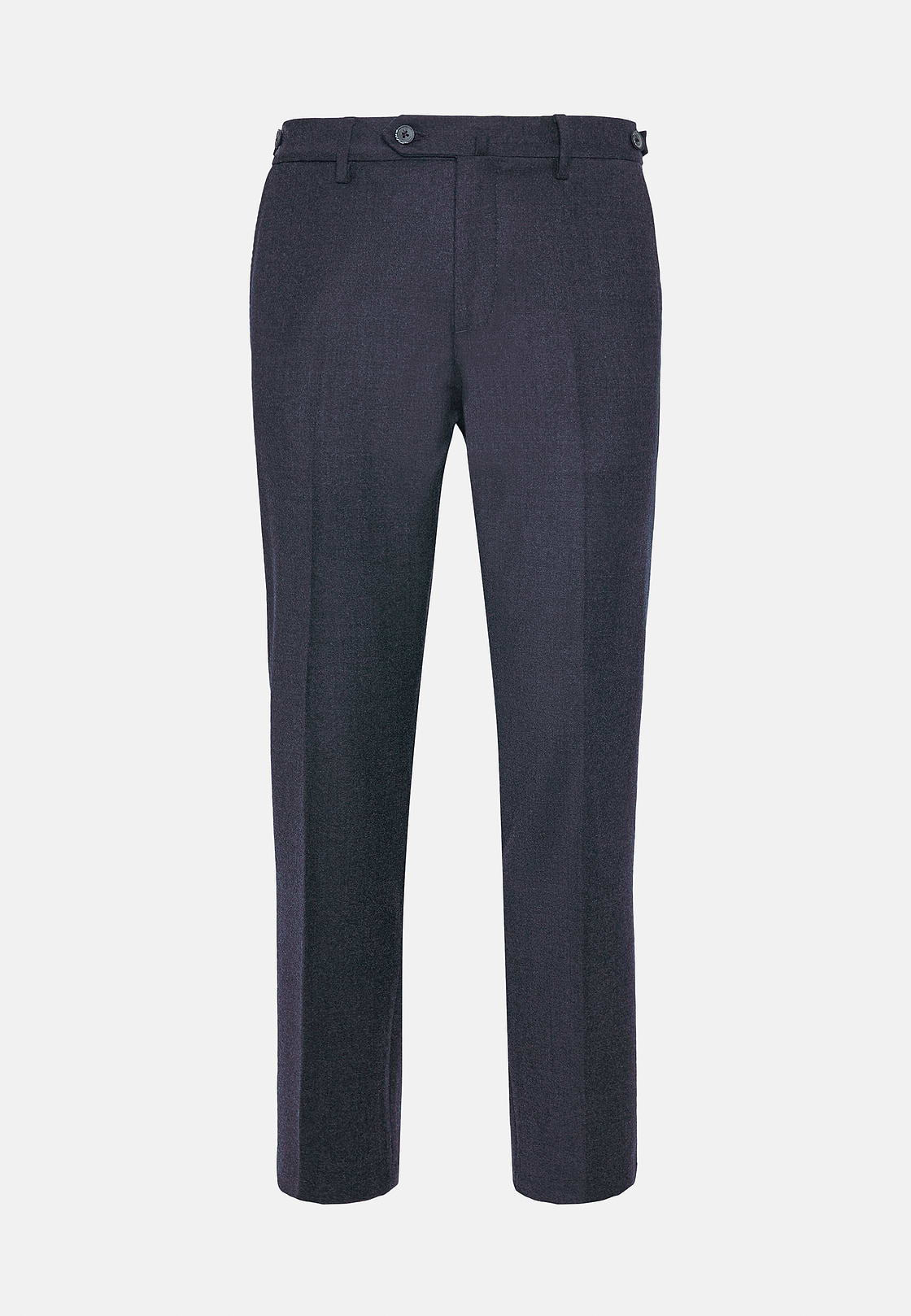 Pantalon En Flanelle Extensible., bleu marine, hi-res