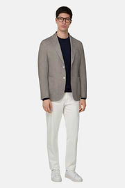 Micro Fancy Printed Cotton Blend Blazer, Light grey, thumb, 2